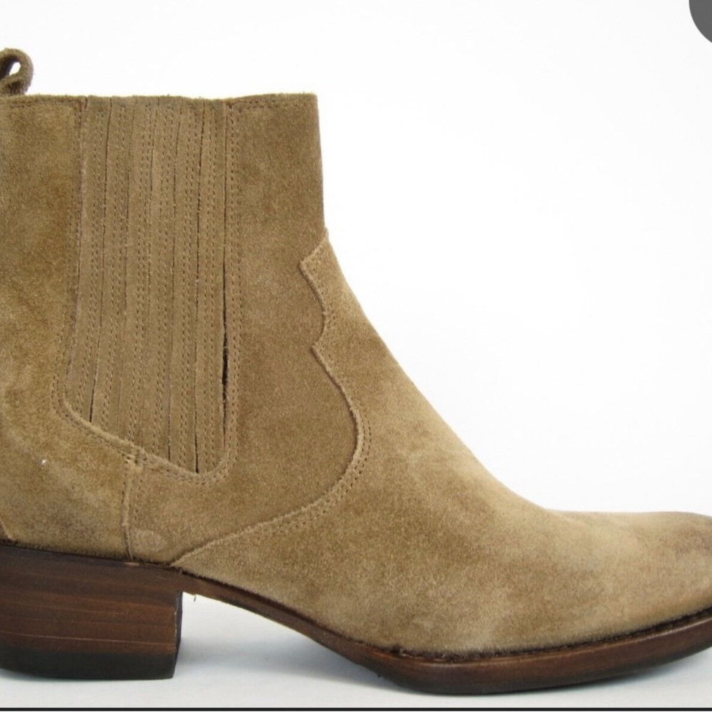 Frye Sacha Leather Western Chelsea Booties Tan size 6